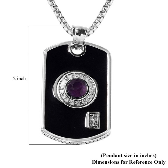 💜NWOT💜 Unisex Genuine Amethyst Dog Tag Necklace With 24” Chain - Picture 4 of 4
